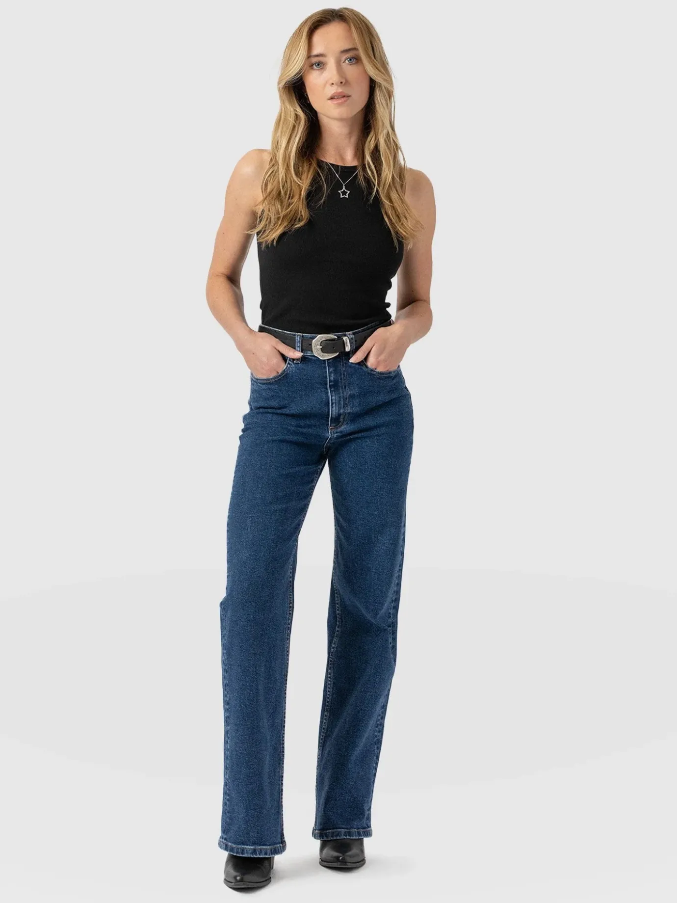 Pants|Denim & Jeans|Saint and Sofia Wide Leg Jean - Mid Blue
