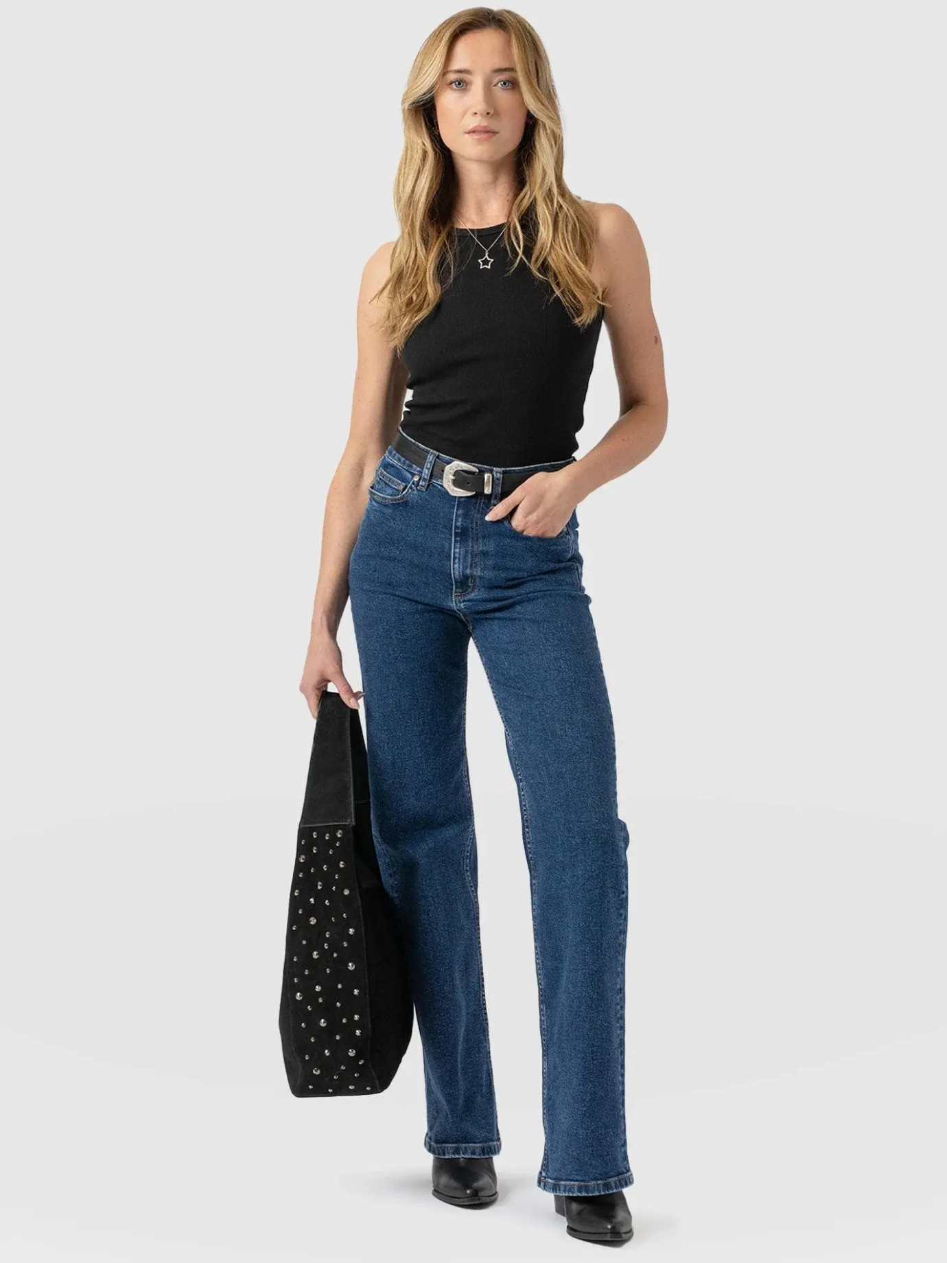 Pants|Denim & Jeans|Saint and Sofia Wide Leg Jean - Mid Blue