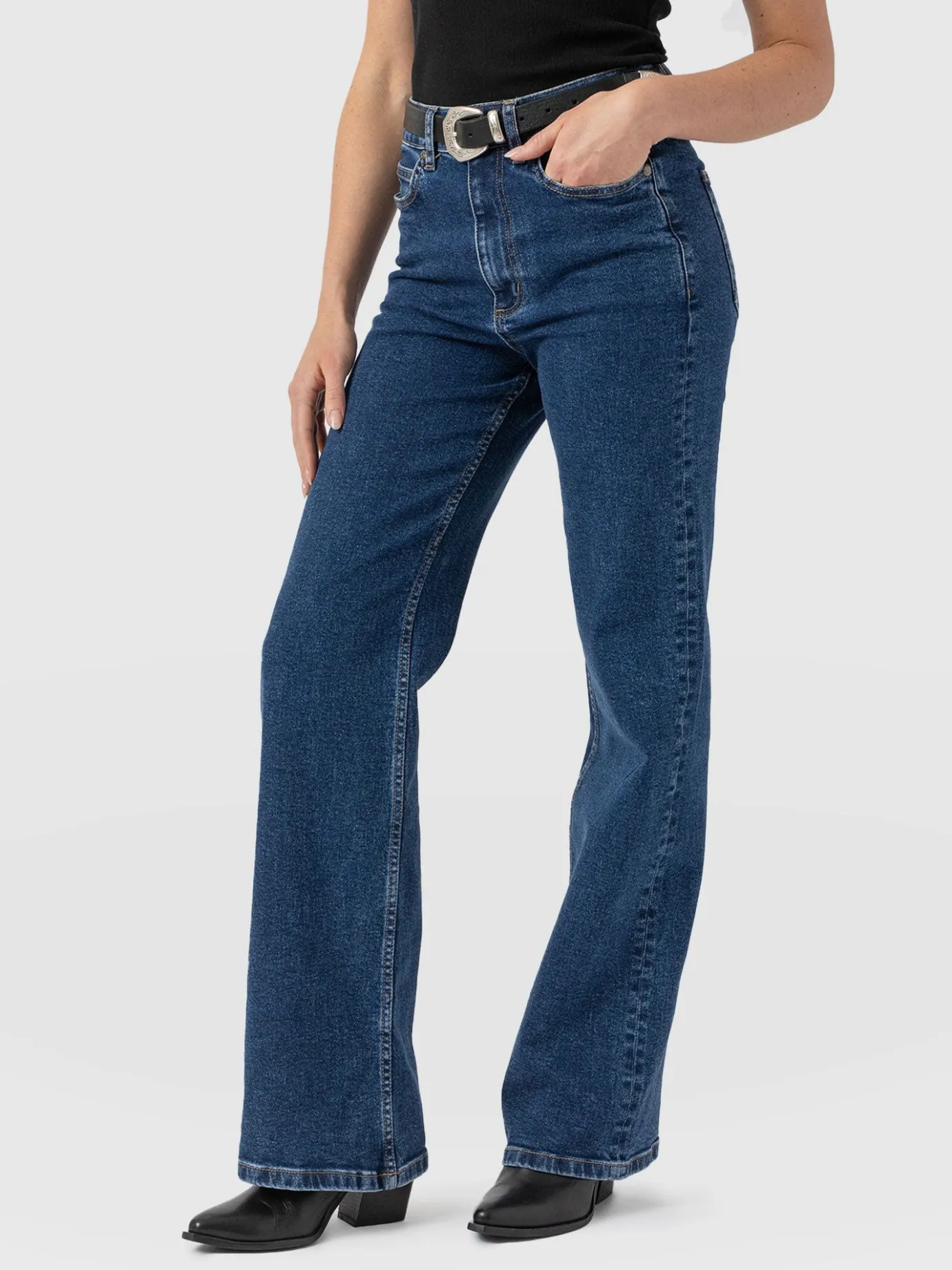 Pants|Denim & Jeans|Saint and Sofia Wide Leg Jean - Mid Blue