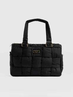 Accessories|Shoulder Bags|Saint and Sofia Woven Duffle Bag - Black/Grey