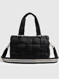 Accessories|Shoulder Bags|Saint and Sofia Woven Duffle Bag - Black/Grey