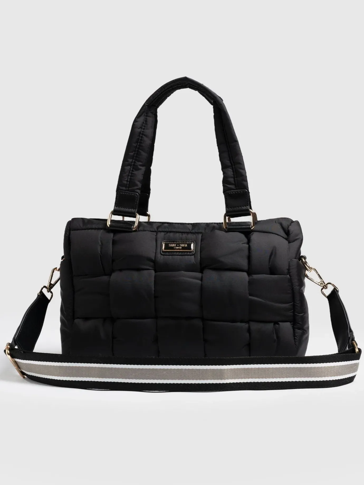 Accessories|Shoulder Bags|Saint and Sofia Woven Duffle Bag - Black/Grey