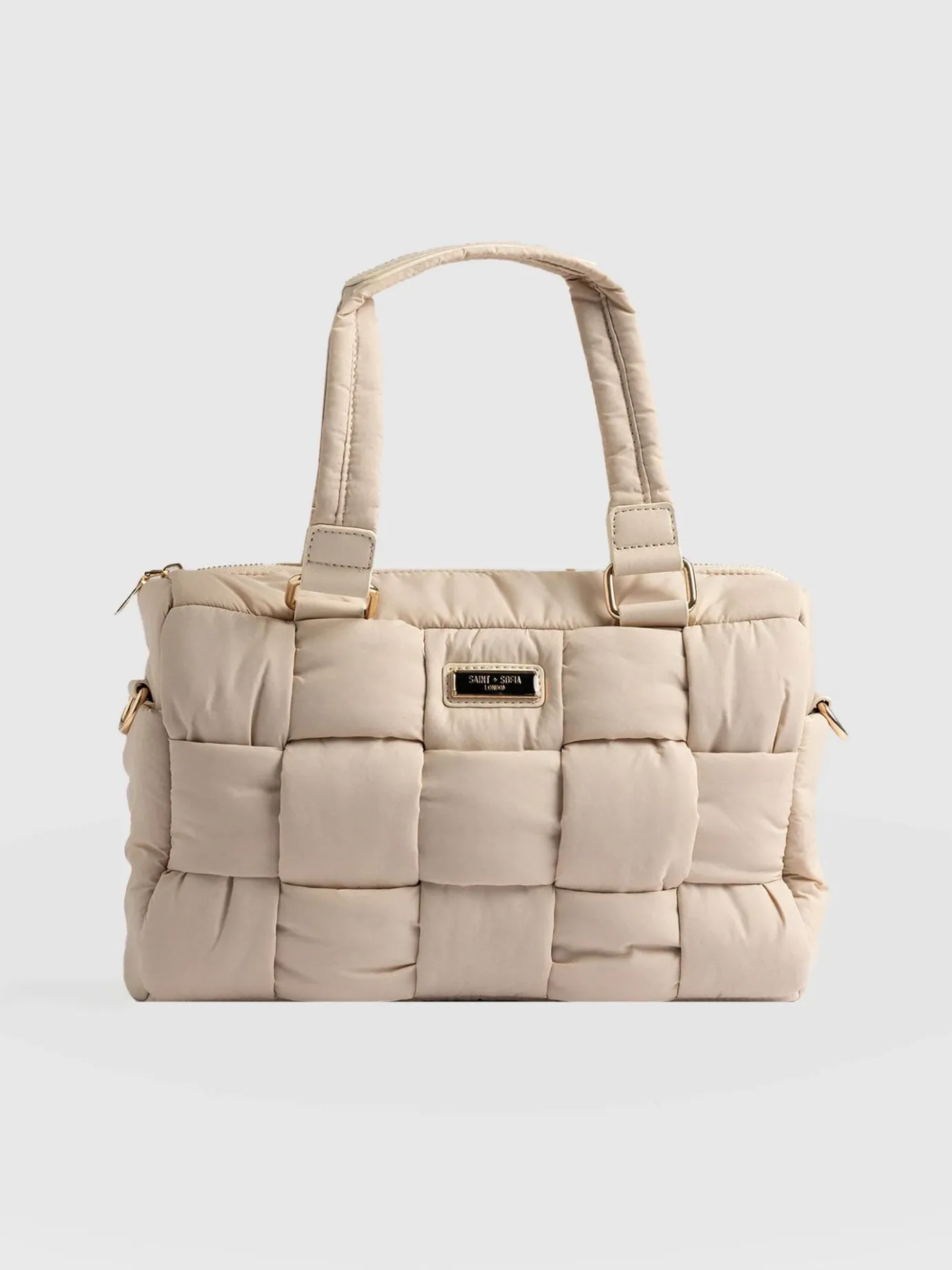 Shoulder Bags|Nylon Bags|Saint and Sofia Woven Duffle Bag - Cream
