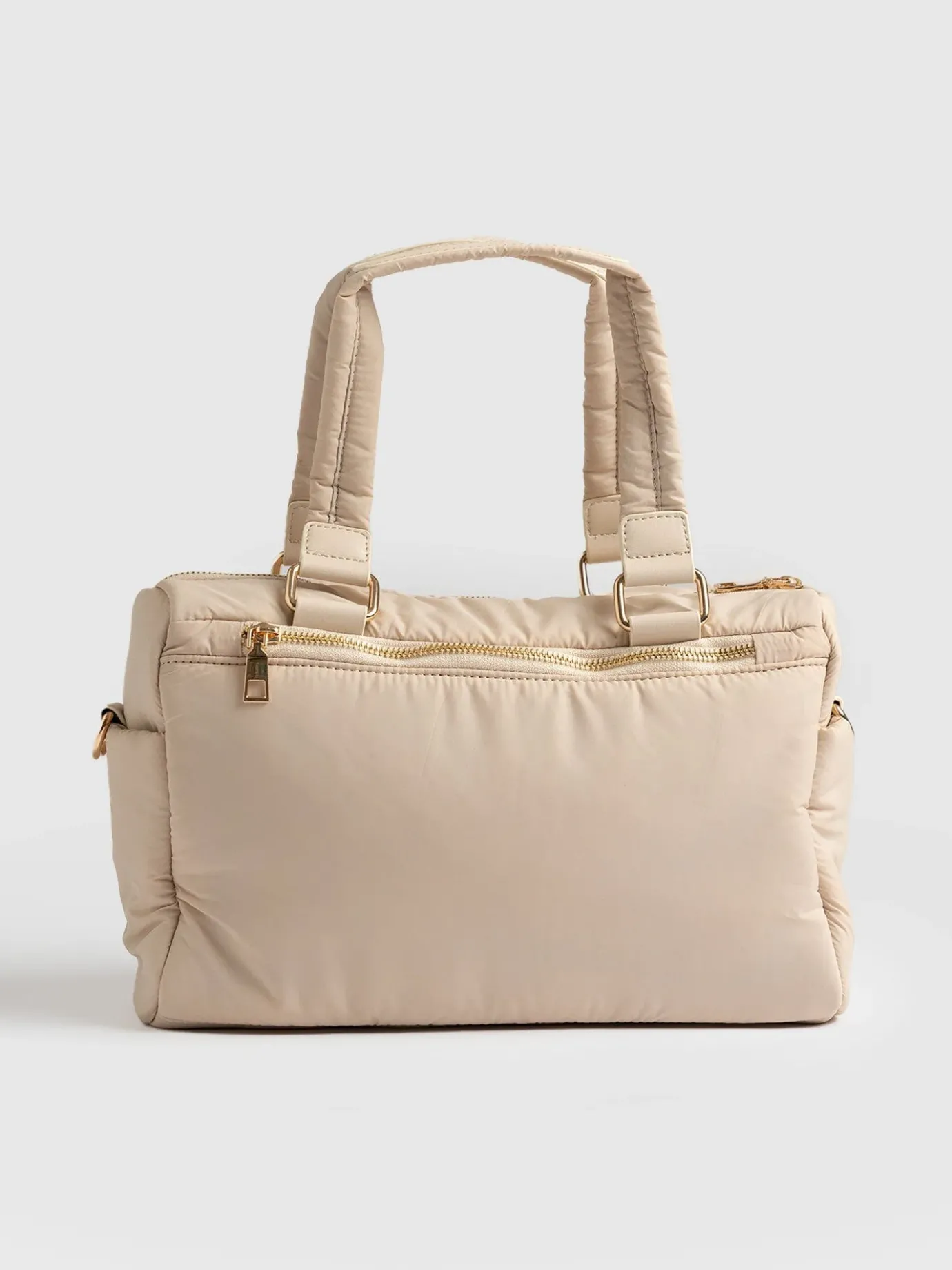 Shoulder Bags|Nylon Bags|Saint and Sofia Woven Duffle Bag - Cream