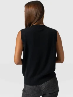 Knitwear|Sweaters|Saint and Sofia Wren Sleeveless Knit - Black