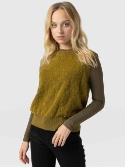 Knitwear|Saint and Sofia Wren Sleeveless Knit - Olive